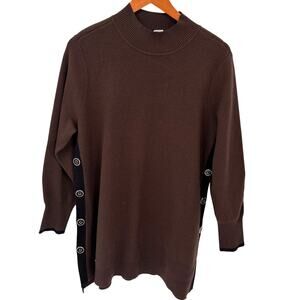 CHICO'S Brown Mock Neck Long Tunic Sweater // L